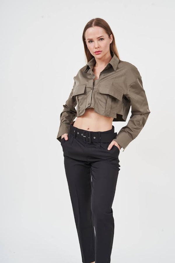 OLIVE CARGO TOP