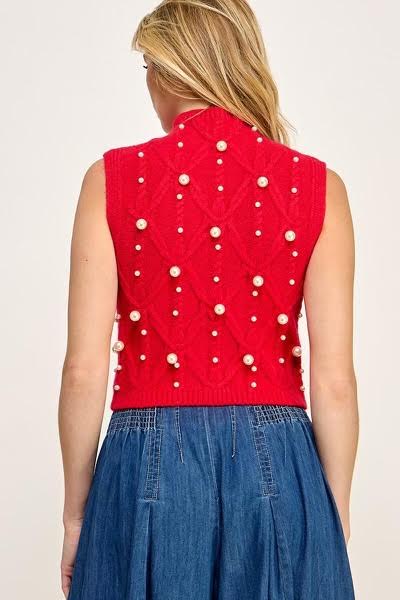 PEARL RED CROCHET TOP