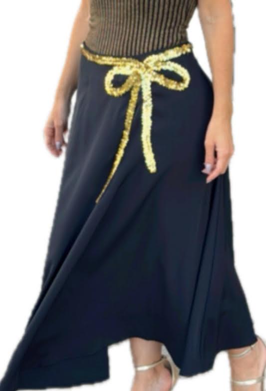 BLACK AND GOLD BOW SKIRT