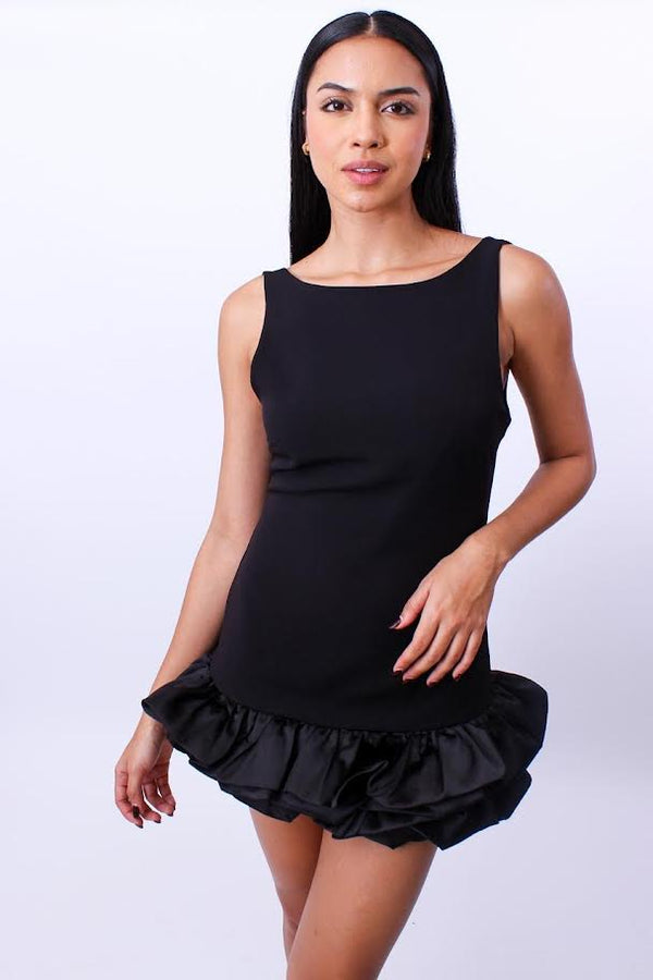 NOIR BLACK RUFFLED DRESS