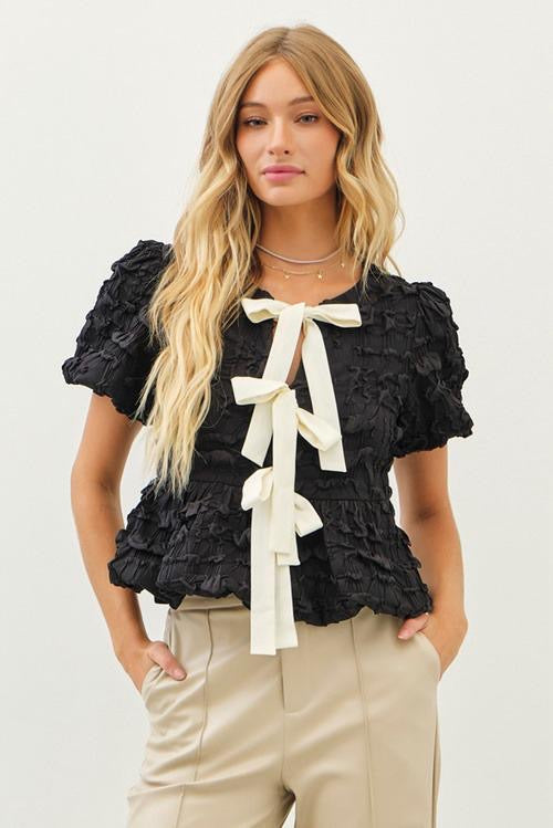 NOIR BLACK BOW TOP