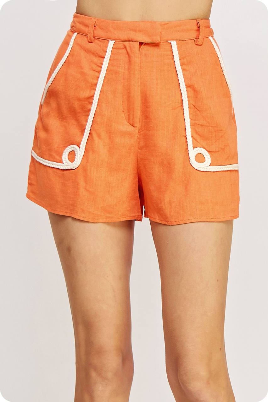 TANGERINE LINEN BREEZE SHORTS