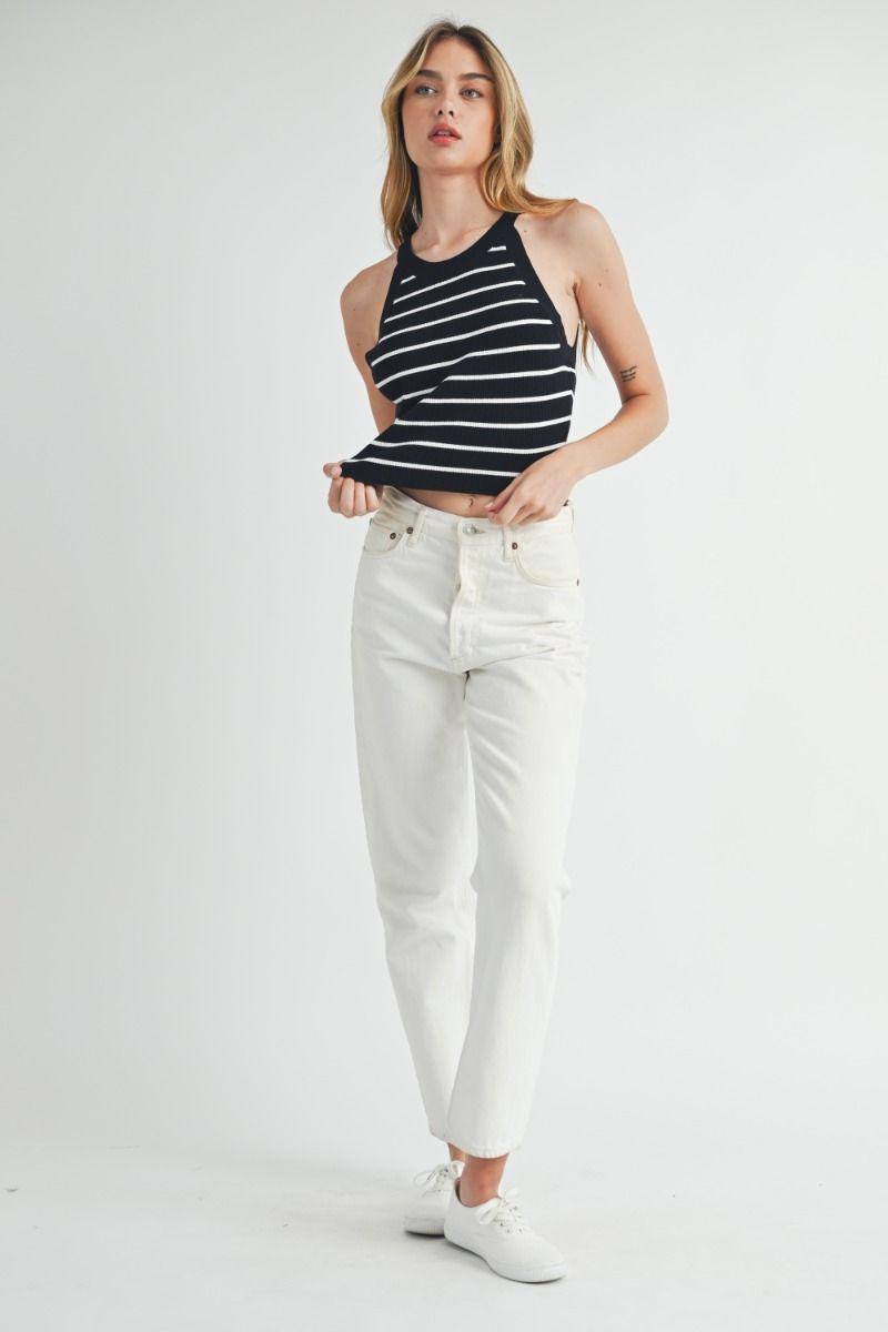 STRIPED NOIR CAMI TOP