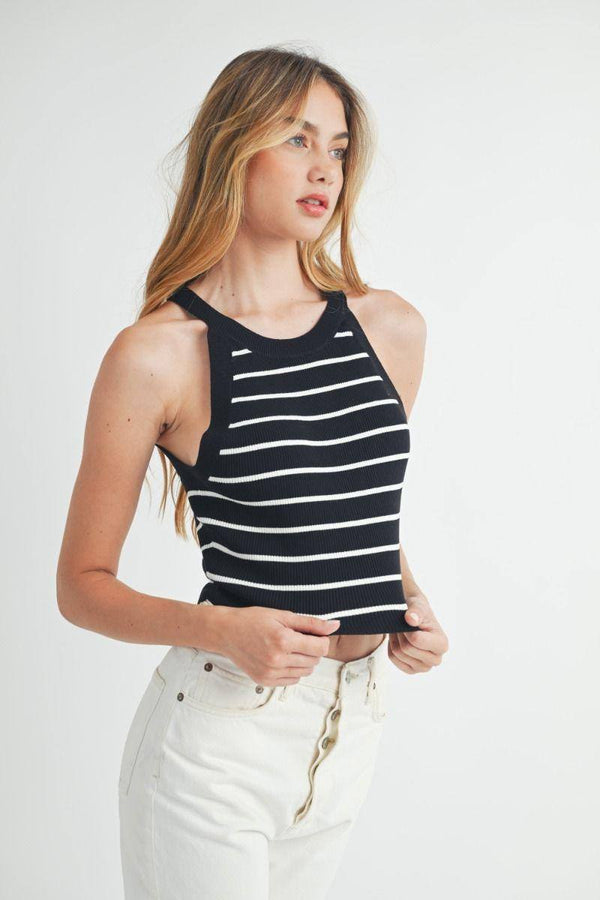 STRIPED NOIR CAMI TOP