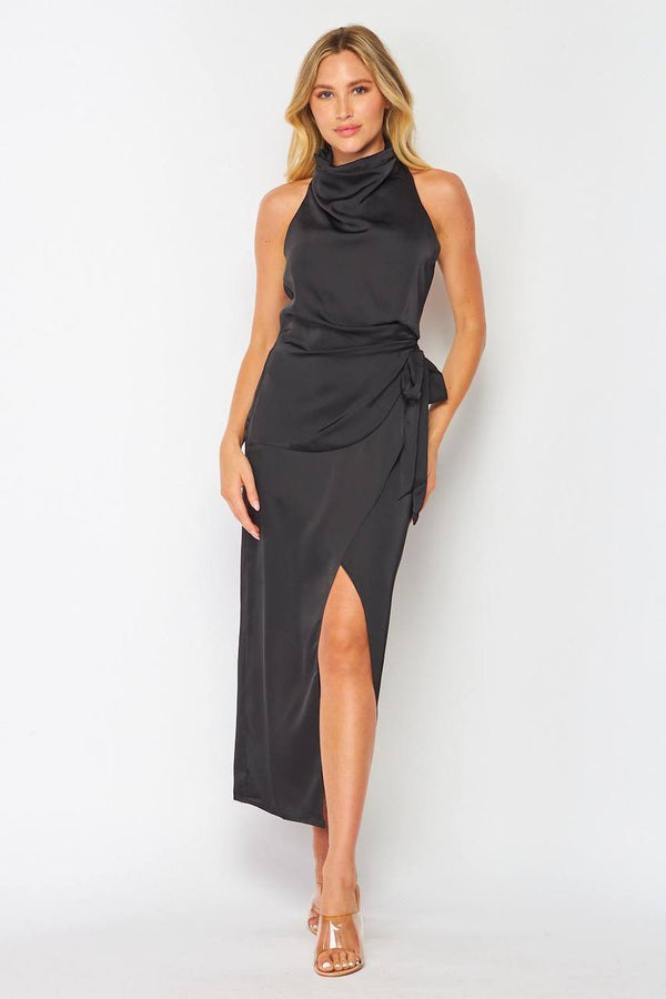 MIDNIGHT SILK ELEGANCE DRESS