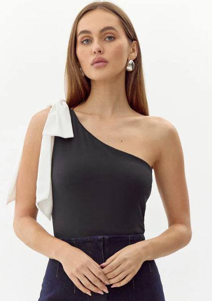 ONYX BOW ONE-SHOULDER BODYSUIT