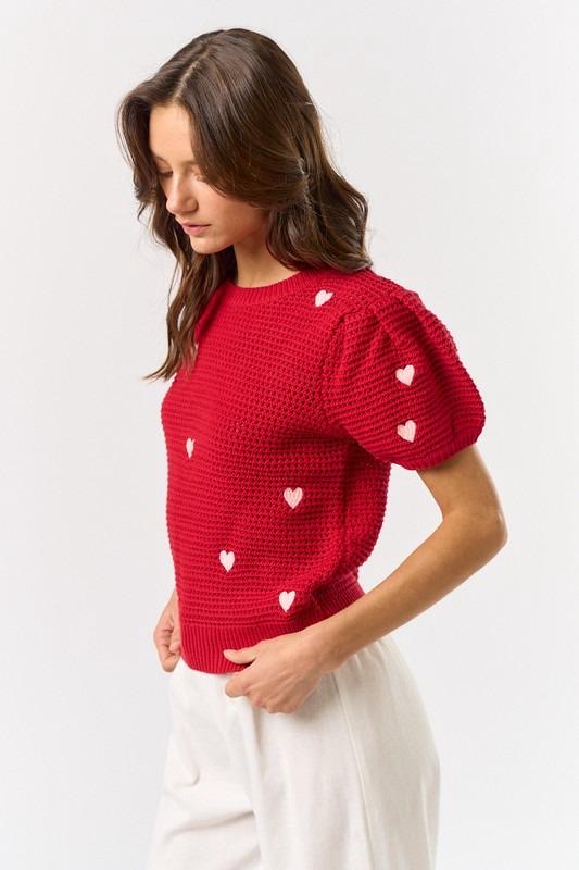 RED CROCHET HEART TOP