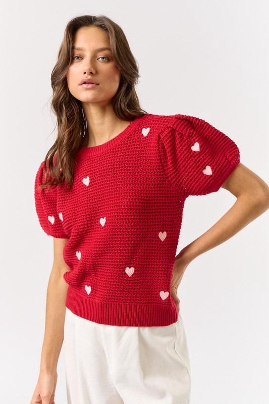 RED CROCHET HEART TOP