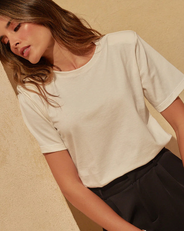 WHITE SHOULDER-PAD SHIRT